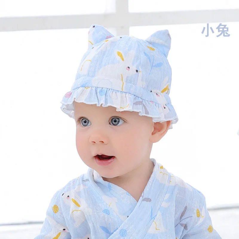 Rabbit hat Детские комбинезоны для новорожденных, штанишки для малышей противомоскитная хлопковая газовая Одежда для новорожденных девочек летние комбинезоны-кимоно с поясом - Цвет: Rabbit hat
