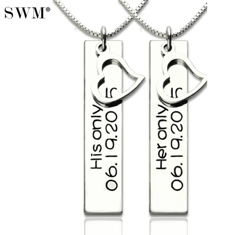 Ожерелье чокер из серебра 925 пробы с именем влюбленных|Ожерелья подвеской| |