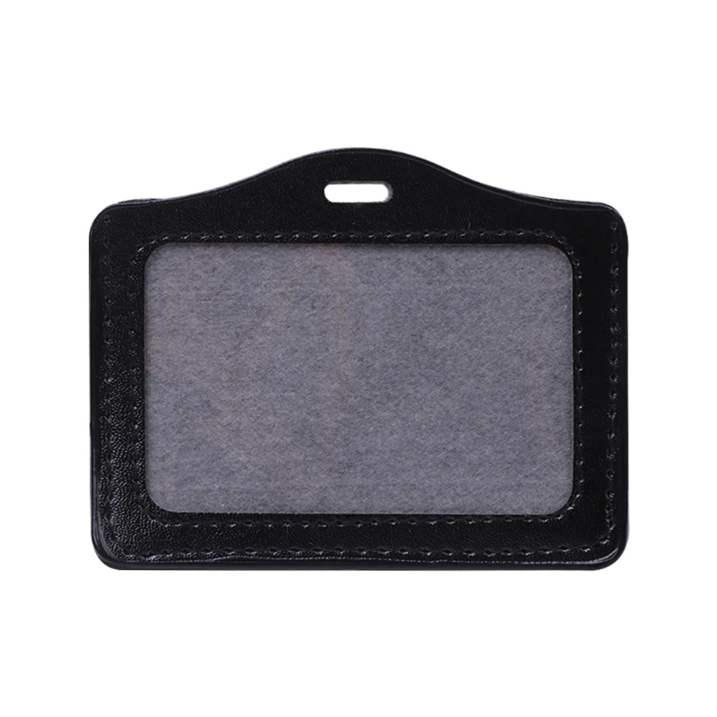 Black ID Window Business Work Card ID Badge Holder Case Badge Horizontal Type - Color: Black