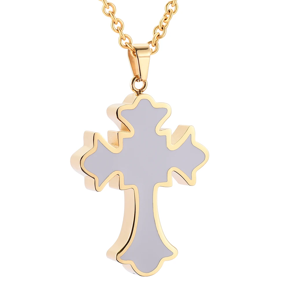 

Gold-Color Cross Urn Necklace Stainless Steel Ashes Urn Cremation Pendant Keepsake Memorial Jewelry For Prayer Loved One