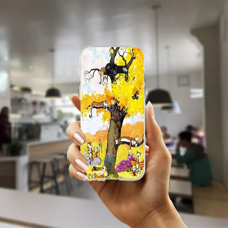 Soft TPU Silicone Transparent Cell Phone Cases Bags For Samsung Galaxy J1 J2 J3 J5 J7 A3 A5 A7 2016 2017 Shell Calvin and Hobbes | Мобильные