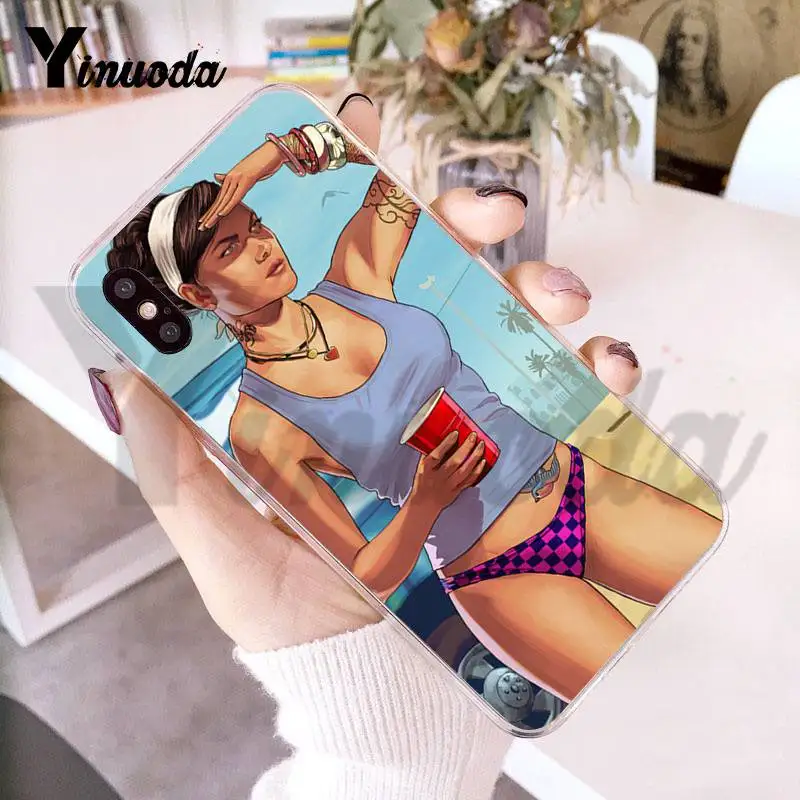 Чехол Yinuoda для iphone 7 6 X чехол GTA 5 прозрачные аксессуары телефонов iPhone 6s 7plus 8 8Plus XS XR 5S