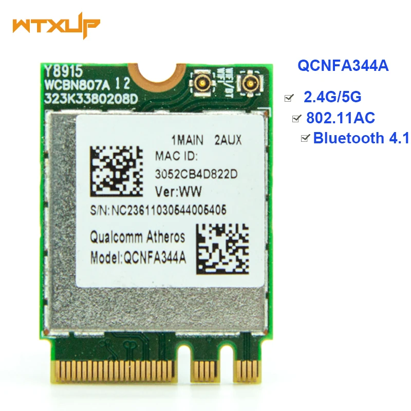 Беспроводной адаптер для Qualcomm Atheros беспроводной AC Wi-Fi QCNFA344A NFA344A двухдиапазонный+ BT4.1 bluetooth 4,1 NGFF карта