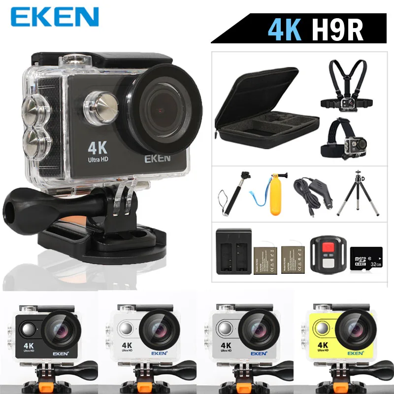Оригинальная Экшн-камера eken H9R Ultra HD 4K WiFi с 2,4G пультом дистанционного управления 2," экраном 30 м водонепроницаемая Спортивная мини-камера