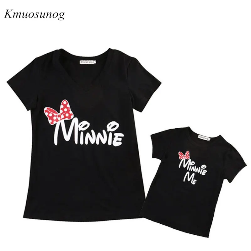C0383 Black Одинаковые комплекты для семьи; милое летнее хлопковое платье высокого качества с короткими рукавами и рисунком Микки Мауса для мамы и дочки; футболка; C0383 - Цвет: C0383 Black