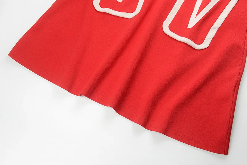 fall new round neck sleeveless letter pattern big pocket women slim knitted dress