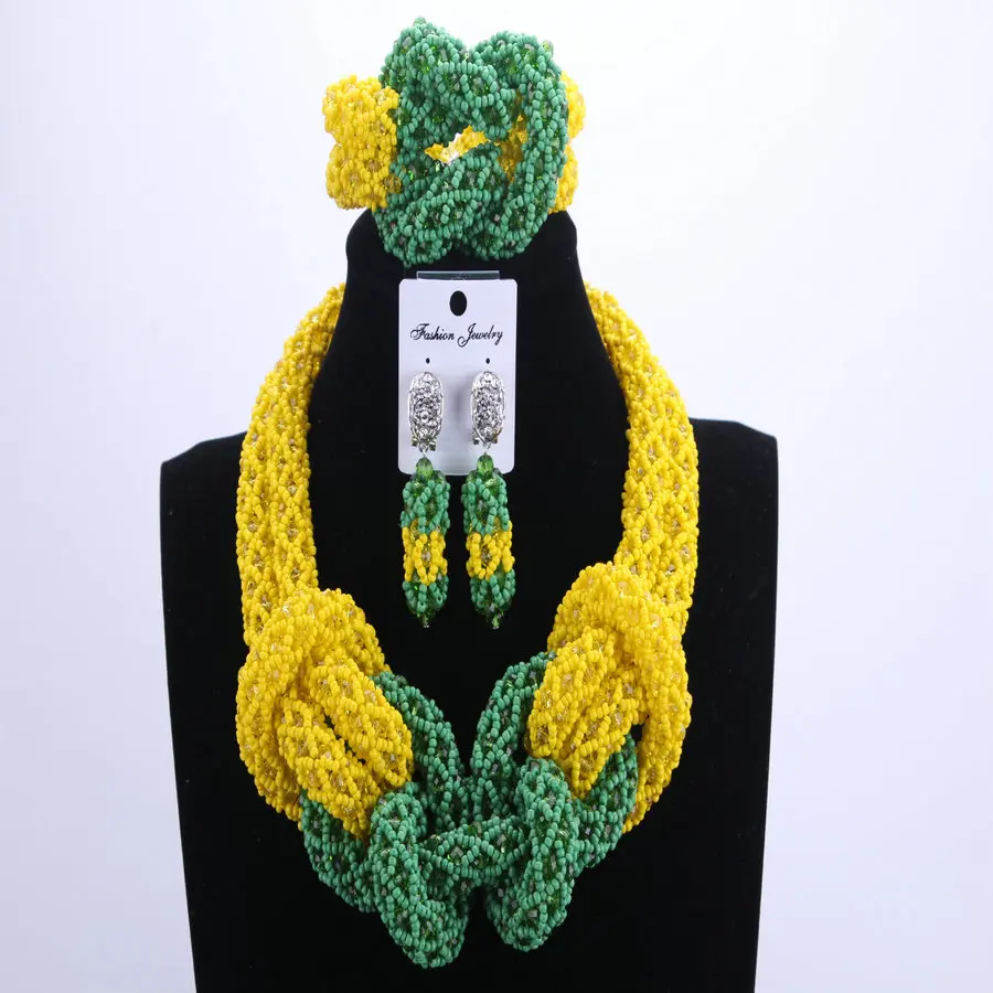 Dudo магазин африканские бусы оптом свадебные ювелирные наборы зеленый горчичный