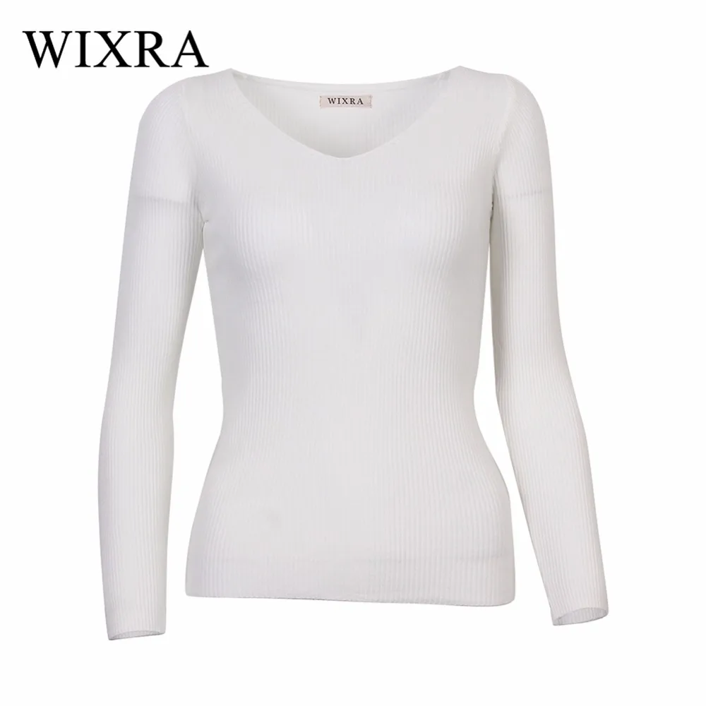 Женский хлопковый пуловер с вырезом в виде буквы Wixra базовый трикотажный джемпер