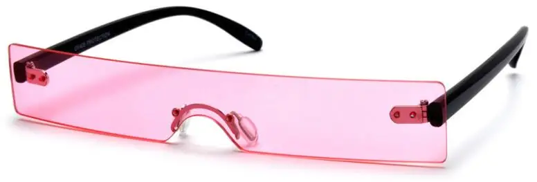 clear pink Новинка, футуристические очки с плоским верхом, солнцезащитные очки без оправы, цельные линзы, маленькие прямоугольные солнцезащитные очки для женщин и мужчин, роскошные дизайнерские очки - Цвет линз: clear pink