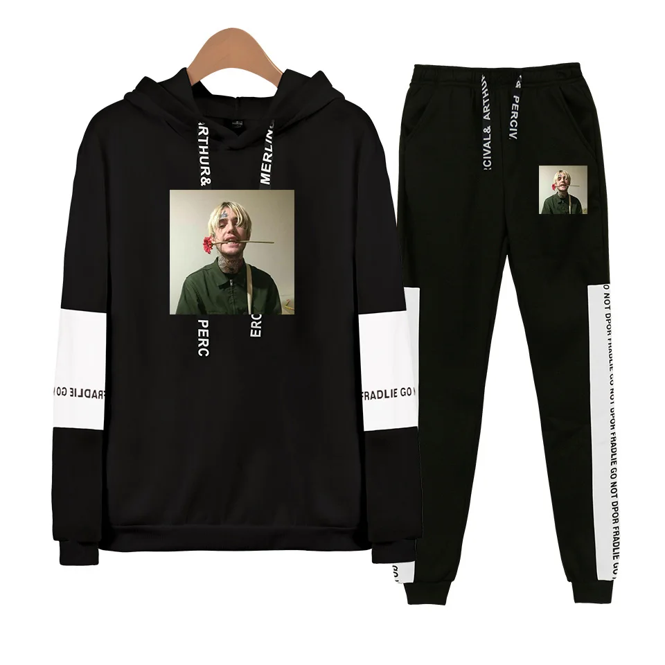 R I P Lil толстовка с открытым капюшоном+ спортивные костюмы для мужчин и женщин уличная хип-хоп Lil Открытый пуловер комплект из двух предметов осень-зима