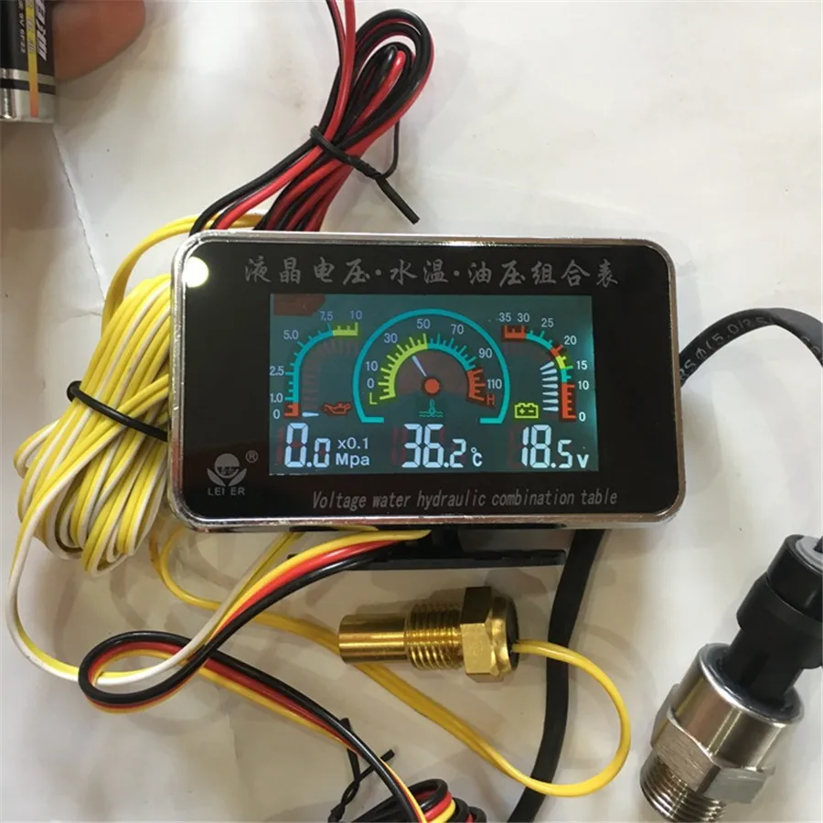Универсальный lcd 12 v/24 v Автомобильный манометр давления масла+ вольтметр измеритель величины напряжения+ Датчик температуры воды с датчиками