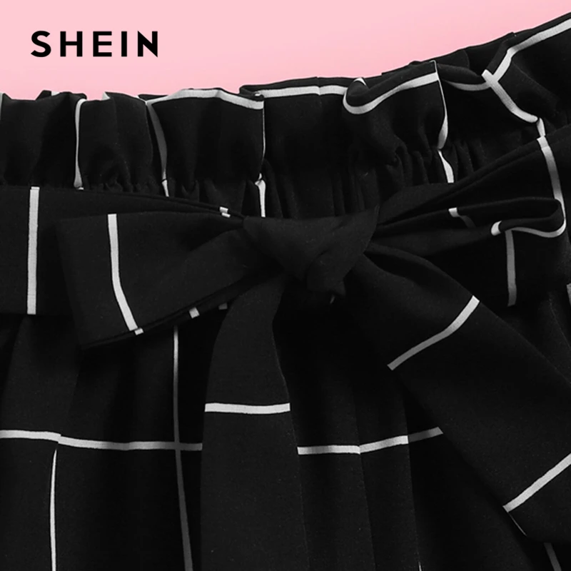 SHEIN детский белый однотонный топ на бретельках и с поясом-оборкой, рубашка в клетку и шорты; комплекты для девочек; комплект летние оборкой широкие на ремне, повседневный наряд