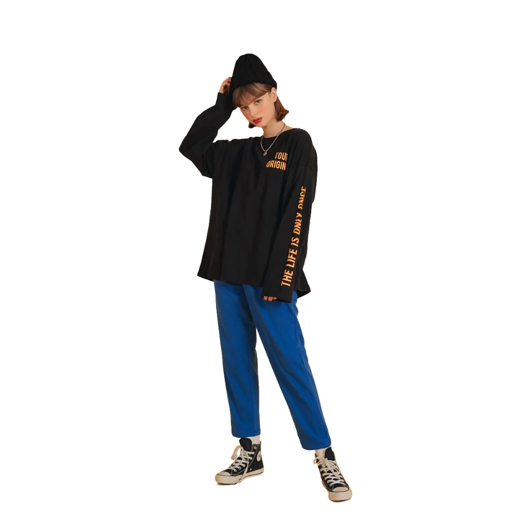 Модная женская простая Спортивная повседневная свободная футболка с буквенным