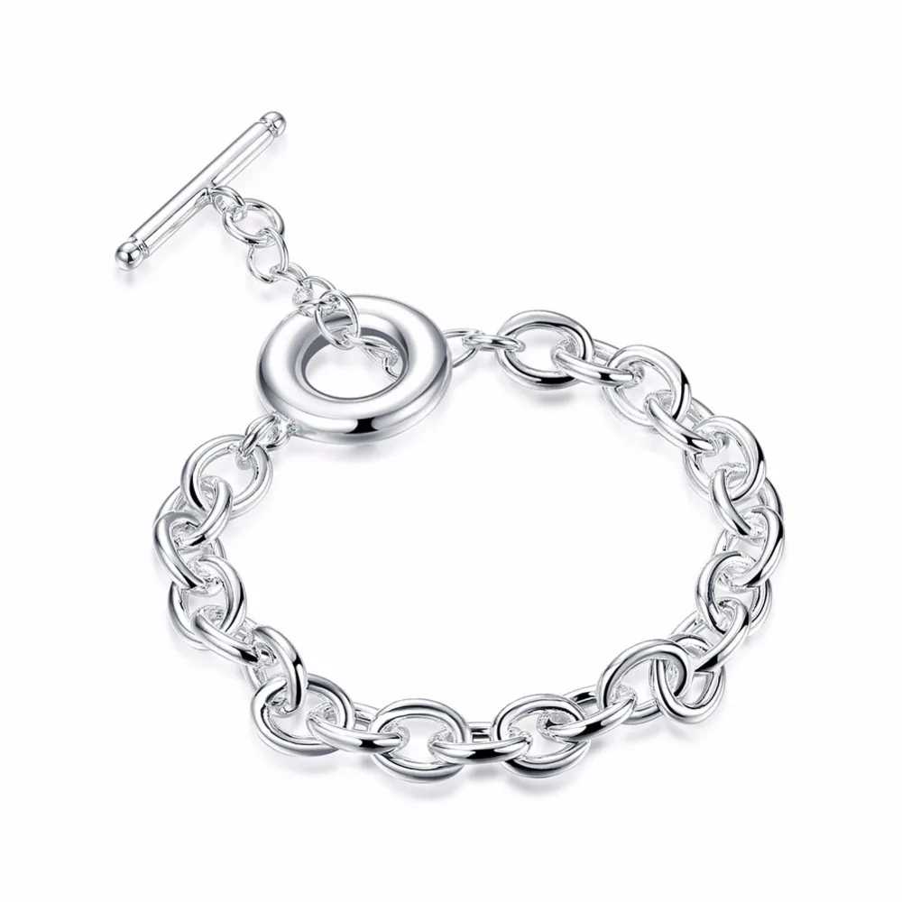 

Men's Fine Jewelry 21cm Bracelet 925 stamp silver color Charm Ot Thick Chain Bracelets Pulseiras Bracciali Bileklik De Prata