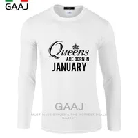 Мужская футболка GAAJ "Queens are born in November" Мужская и Женская Повседневная хлопковая футболка с длинными рукавами высокого качества