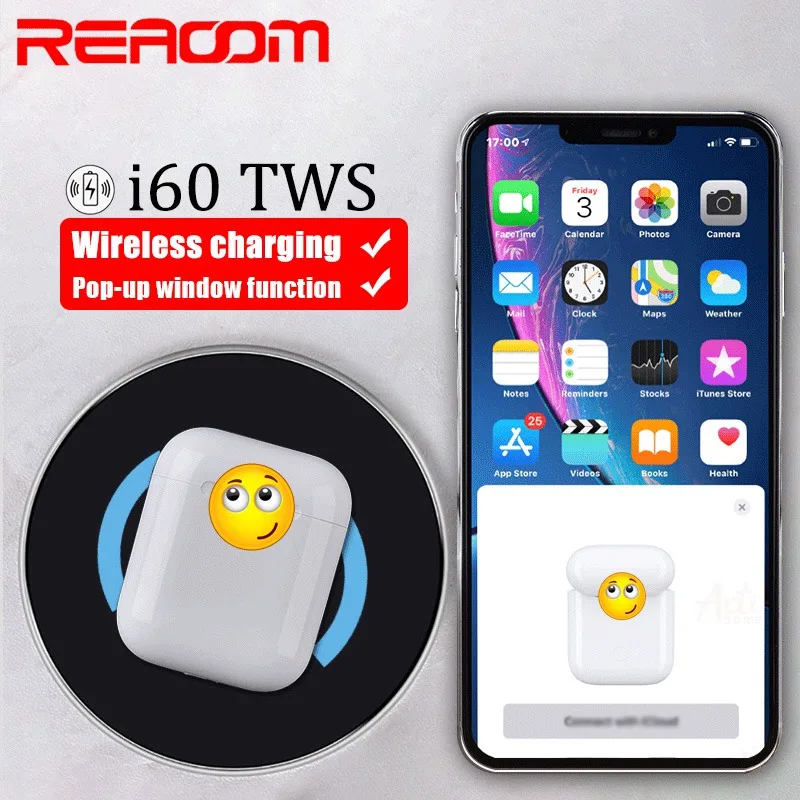 I60 TWS всплывающие Bluetooth 5 0 беспроводные наушники Handsfree Touch Control 1:1 для зарядки PK i10 i12