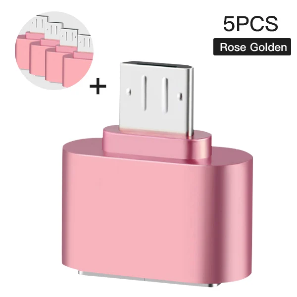 5PC Rose Gold ACCEZZ 5 шт./лот Mini Micro USB OTG адаптер для USB 2,0 разъем для samsung Xiaomi htc LG Tablet PC флэш-накопитель мышь - Цвет: 5PC Rose Gold