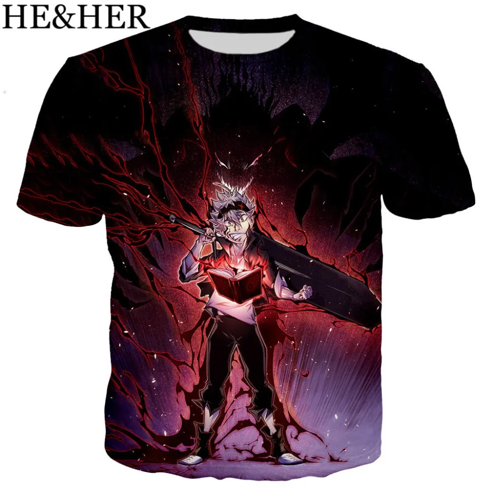 Аниме Черный клевер забавная Футболка Мужчины/Женщины 3D печатных футболки