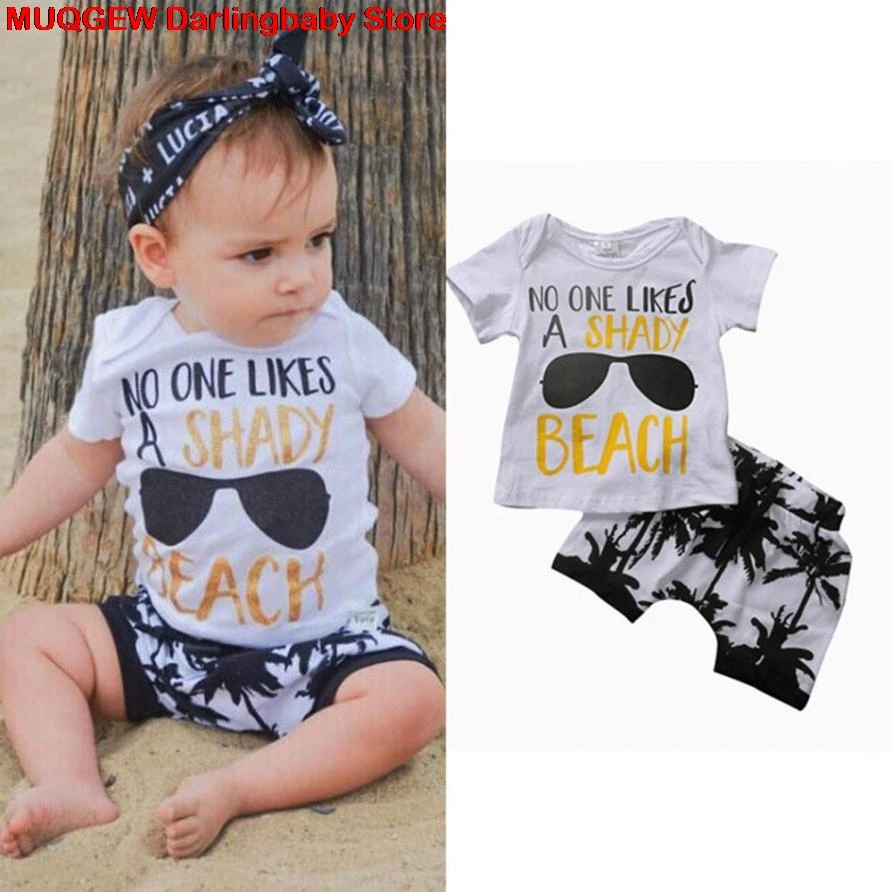 Newborn Children Clothing Kids Clothes Letter Glasses Printed T-shirt Tops Tree Pants Outfits Girls Boys | Детская одежда и обувь