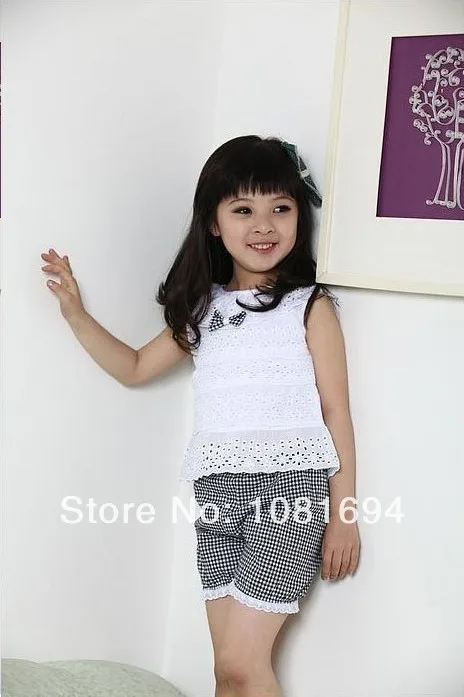 Комплект одежды для детей новый летний кружевной комплект девочек футболка и