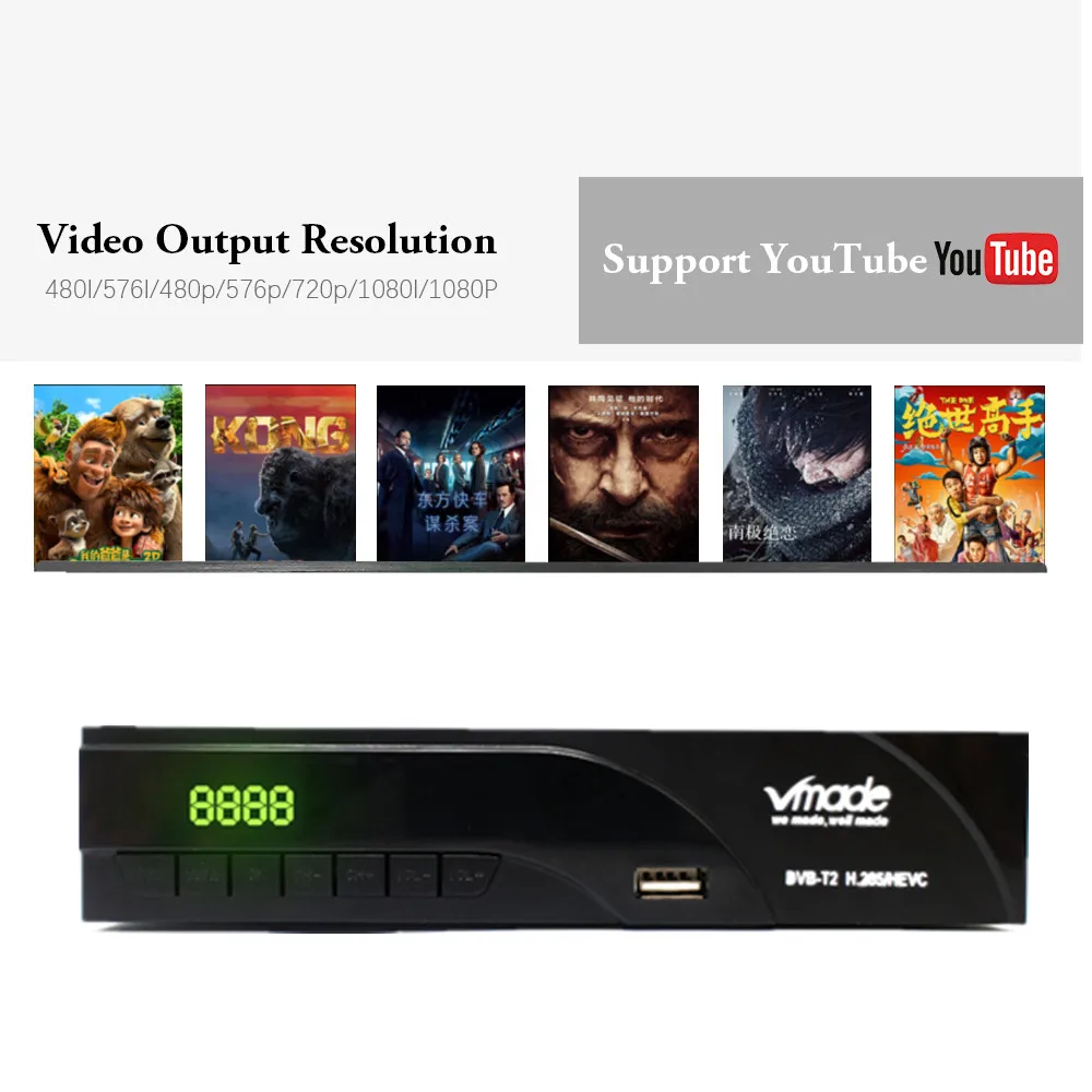 Новая DVB-T2/DVB-T встроенный RJ45 H.265/HEVC HD цифровой наземный приемник Поддержка Youtube Dolby DVB T2 ТВ-тюнер