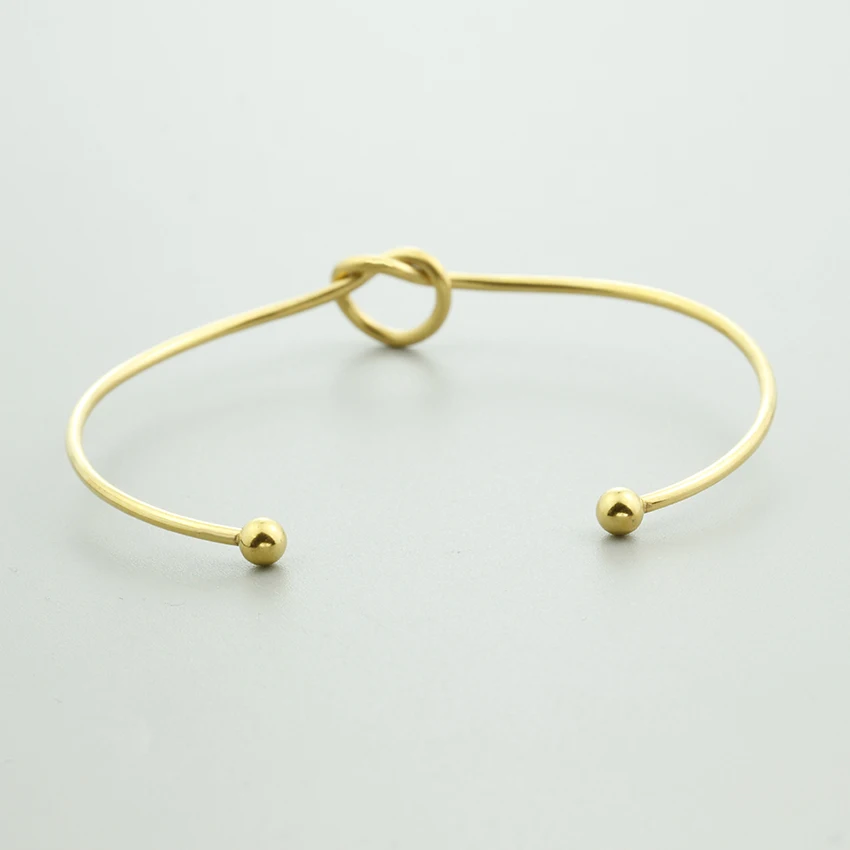 Простой Нержавеющая сталь литья Любовь Сердце Узел открытым Браслеты Twist на