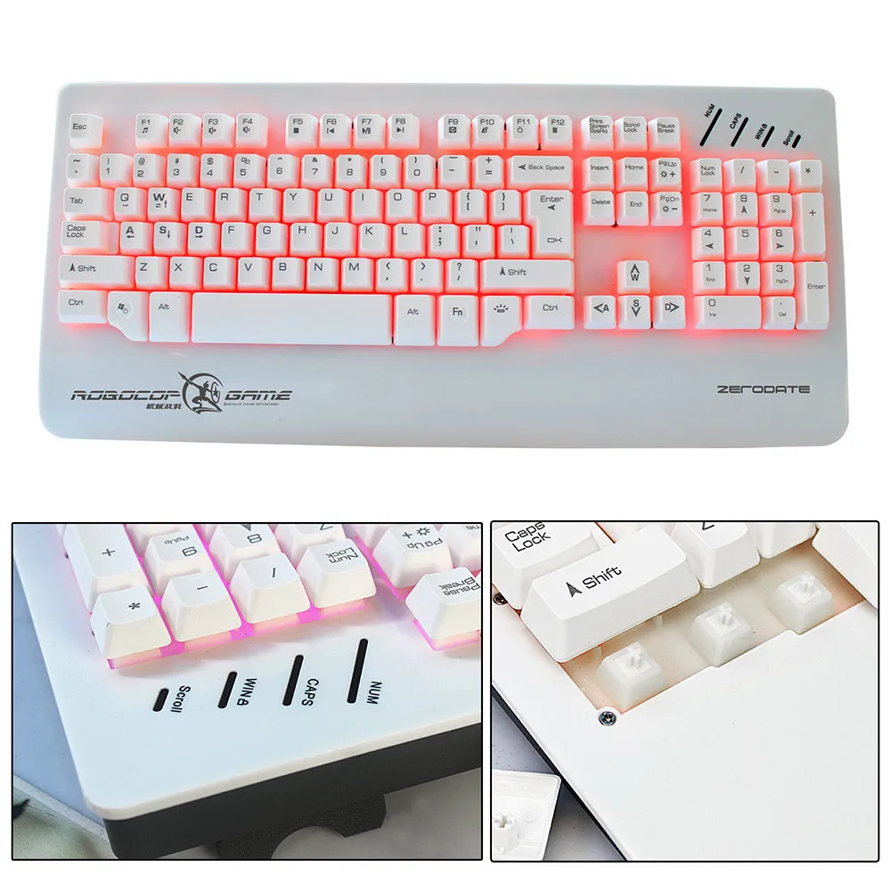 VOBERRY RGB светодиодный подсветка Проводная USB клавиатура светящаяся 104 клавиш оптические игровые переключатели эргономичная механическая клавиатура для Loptop