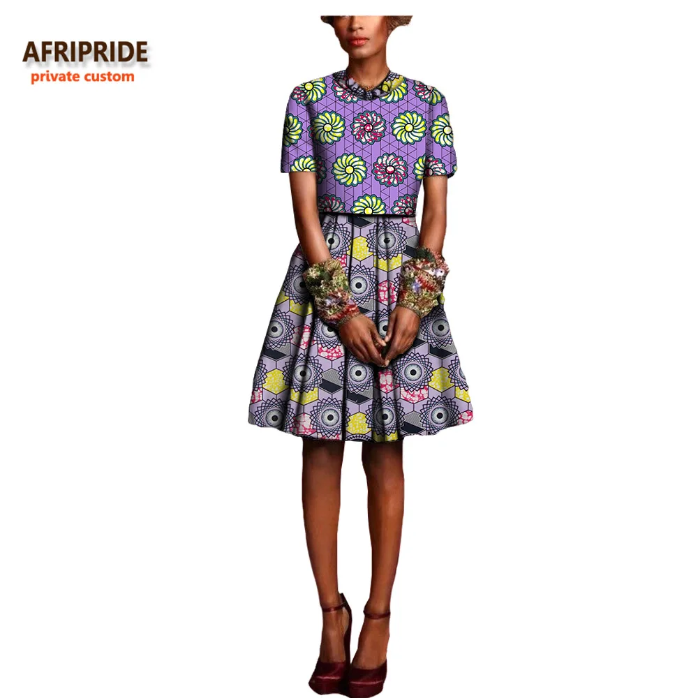 Женский костюм из 2 предметов AFRIPRIDE топ с коротким рукавом + Плиссированное Платье