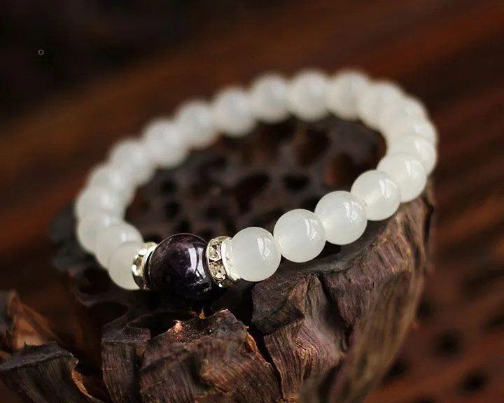Новые летние высококачественные натуральные белые браслеты из халцедона и