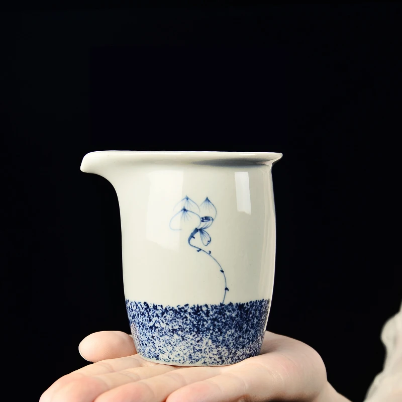 Винтажный китайский чайный набор кунг-фу из голубого и белого фарфора с