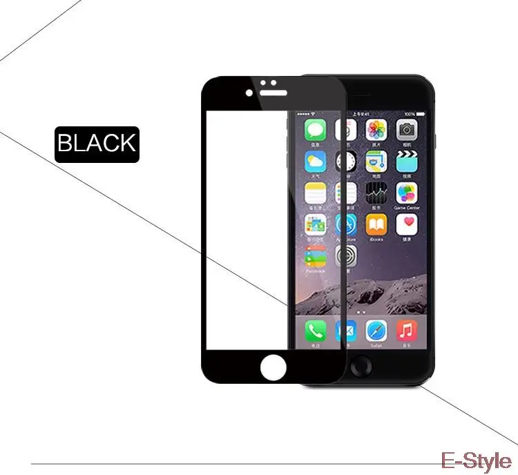 Для Iphone 6S стекло черное полное покрытие защита экрана закаленное стекло для Apple Iphone 6 6G 4,7 дюймовая Защитная пленка с мягким краем