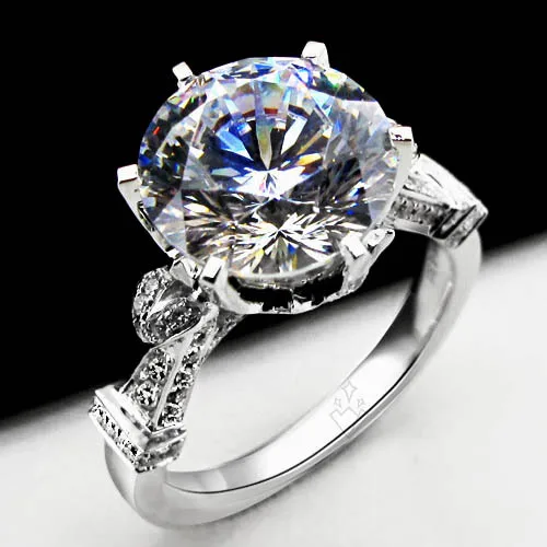 

3CT Novel 2014 White Gold Diamond Engagement Solitaire Ring For Women 18K Gold Jewelry Ring AU750 Gold Customized Ring