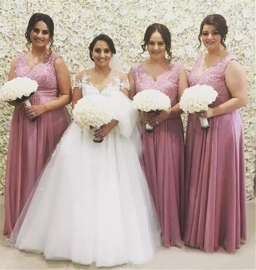 Женские шифоновые платья подружки невесты длинные с V образным вырезом и