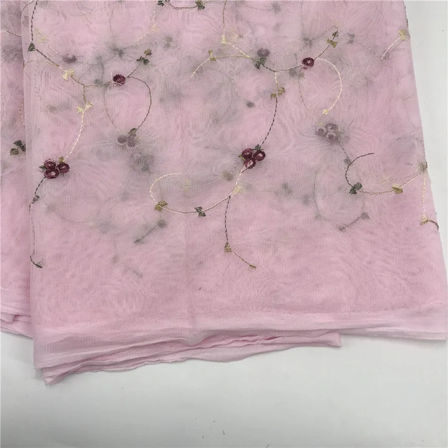 Baby Pink Color African French Lace Fabric High Quality Tulle For Wedding Nigerian 5 Yards | Дом и сад