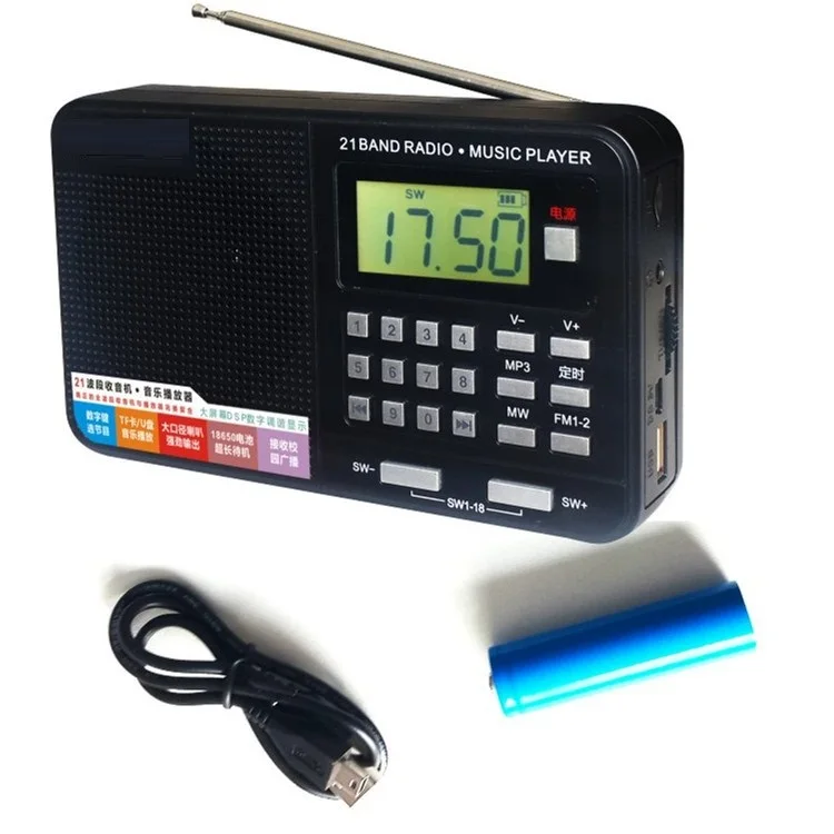 Перезаряжаемый портативный Радиоприемник 21 полосы Fm/AM/SW1-18 радио Настольный