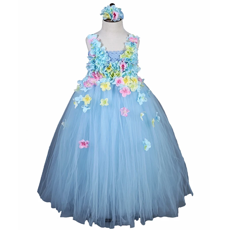 

Flower Princess Girls Tutu Dress Ankle Length Flower Fairy Baby Girls Ball Gown Party/Wedding/Birthday Dresses For 2-10Y PT208