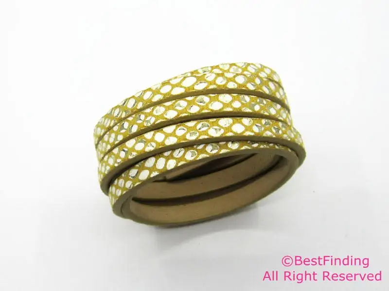 5 мм плоский кожаный 5x2 желтый веновый Блестящий Змеиный шнур | Украшения и