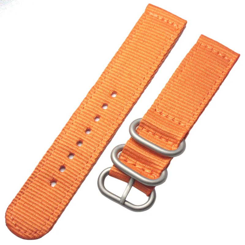 Orange silver buckle Нейлоновый ремешок для наручных часов ремни 18 мм/20 мм/22 мм/24 мм Для мужчин Для женщин мода 6 цветов парусиновые ремешки для часов с серебристый, черный пряжкой - Цвет ремешка: Orange silver buckle