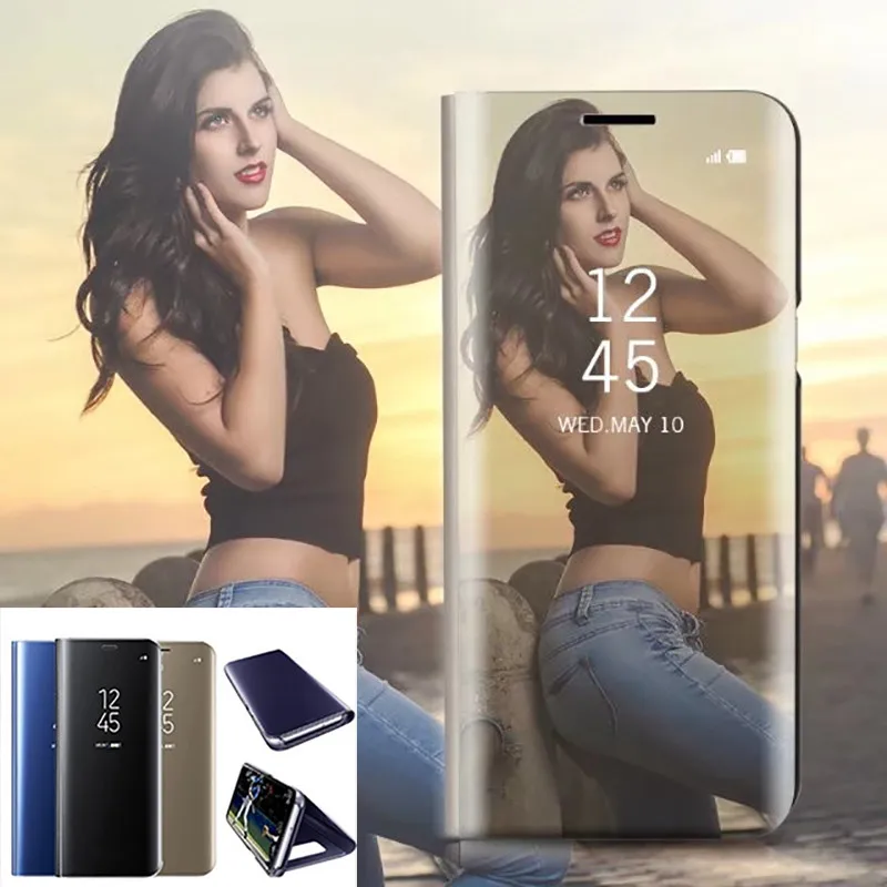 Прозрачный зеркальный флип-чехол с окошком для samsung Galaxy S9 S8 Plus S7 S6 Edge, умный чехол-подставка с чипом для samsung Note 8 9 Note 5