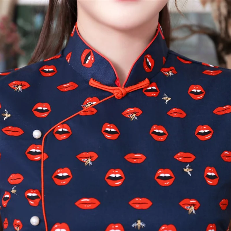 Модифицированное китайское платье короткое Cheongsam ретро традиционное женское