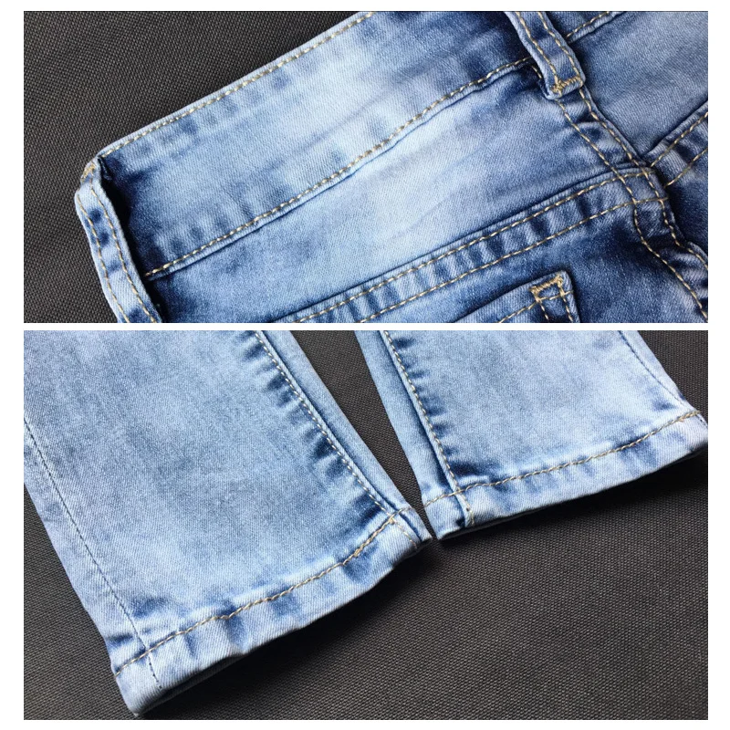 Отверстие Рваные джинсы осень 2017 г. Мягкий хлопок джинсовые узкие брюки женщина