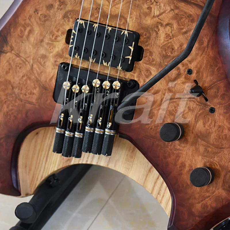 Безголовая гитара ebony fanned fret электрическая гитара ash body Camphor Burl Топ вверх вниз тремоло
