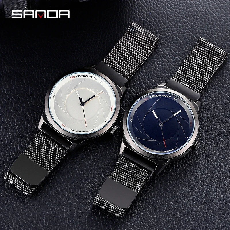 SANDA Роскошные брендовые Дизайнерские мужские часы ультра тонкие деловые