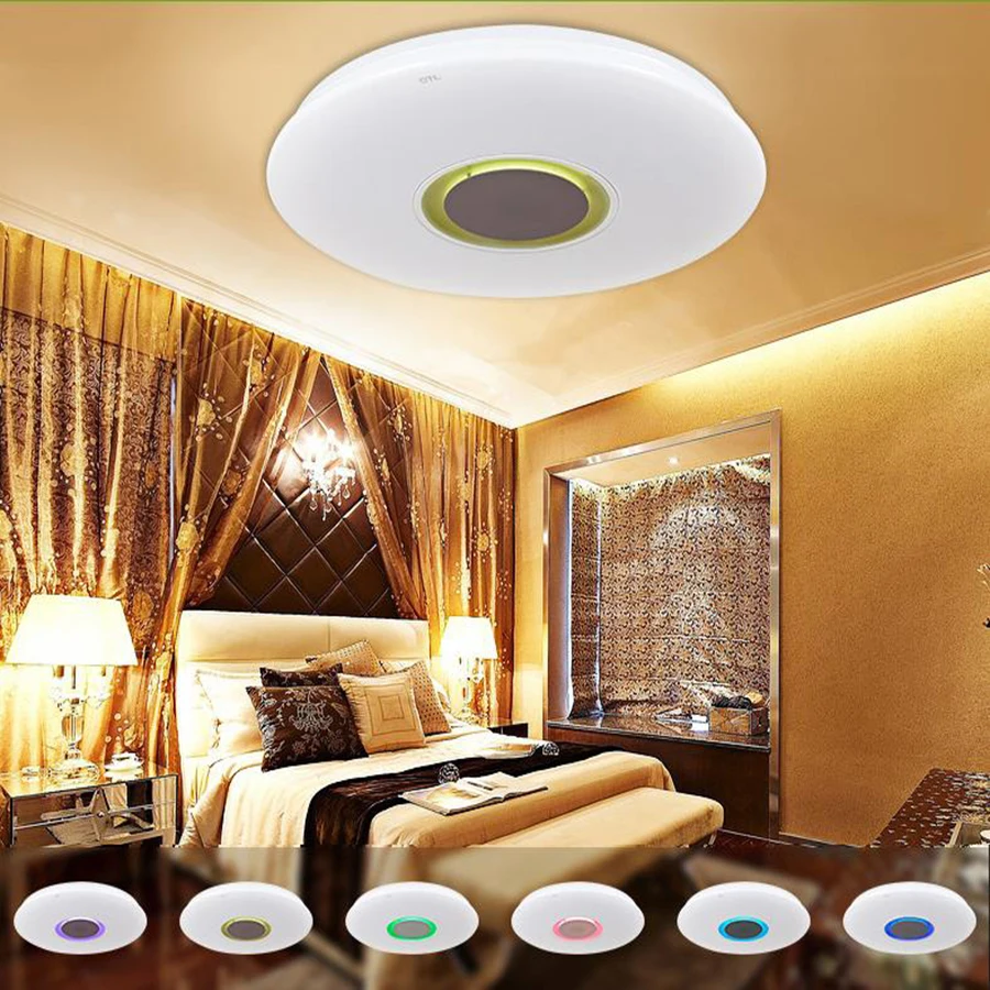 Горячая светодиодная музыкальная потолочная лампа с Bluetooth динамиком 48 Вт Высокое