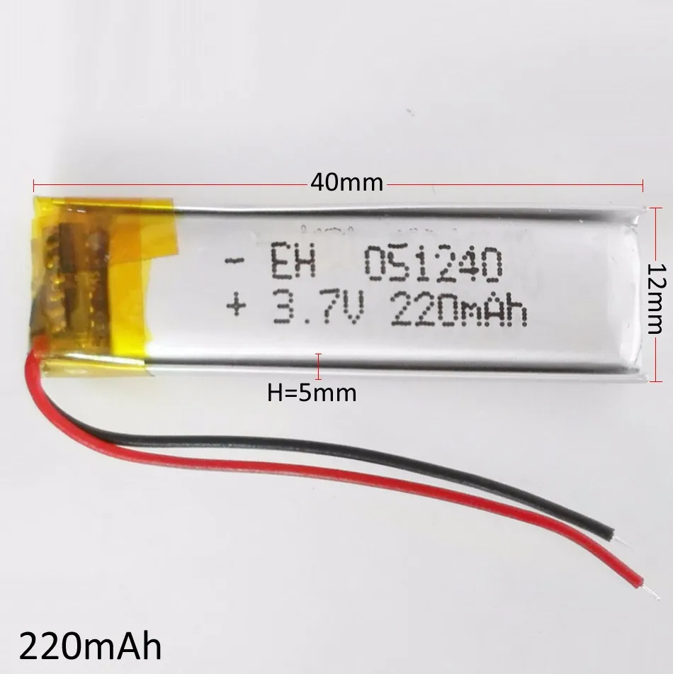 3,7 в 220 мАч литий-полимерный LiPo литий-ионный аккумулятор 501240 для Mp3 MP4 MP5 gps psp bluetooth наушники электронная часть