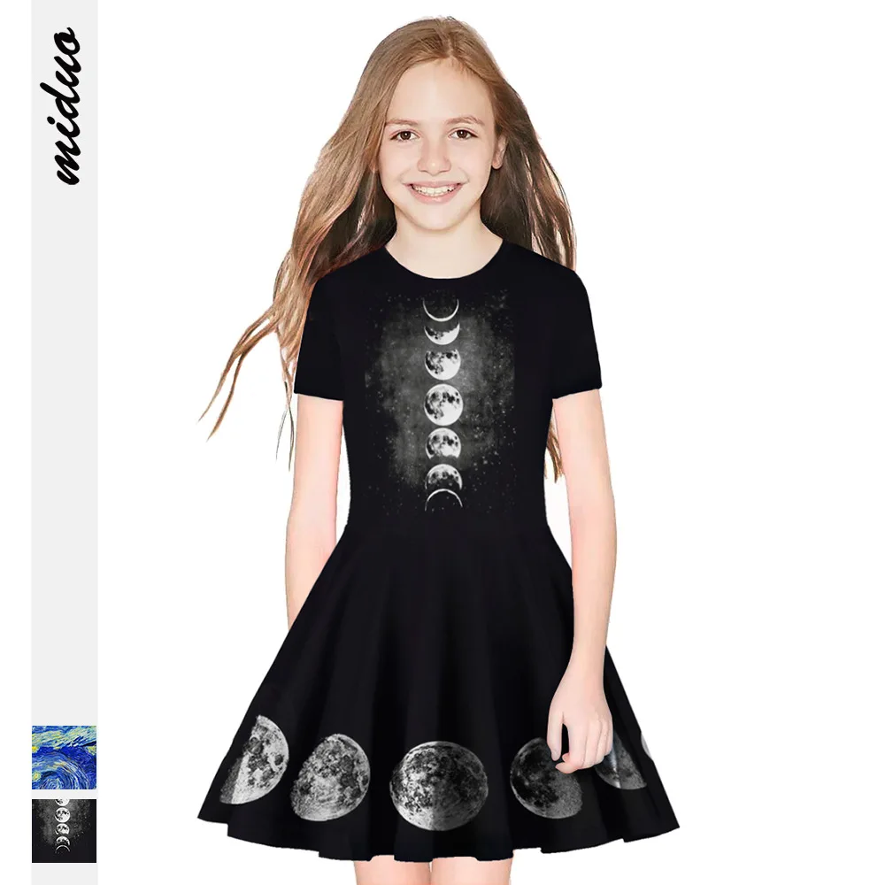 Новинка уличное черное платье для маленьких девочек модное подростковое в