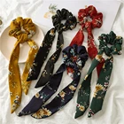 2019 винтажные длинные резинки с цветочным принтом сделай сам, резинки с узлом, эластичные резинки для волос, женский шарф с бантом для девочек, резинки для волос, аксессуары для волос