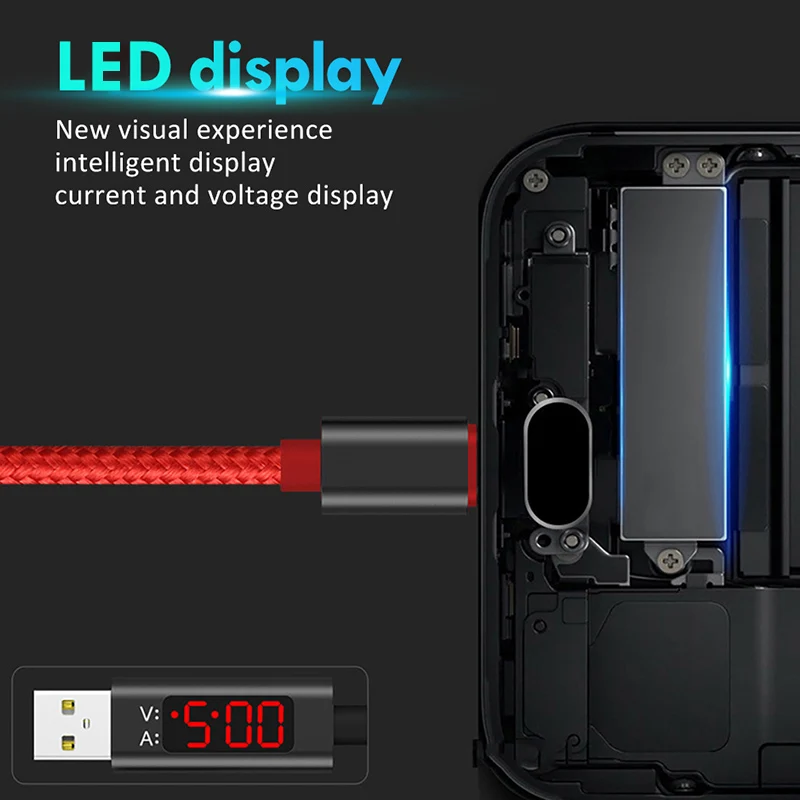 NOHON LED Display USB Type C Charging Data Cable For SamSung Gaxaly S8 Plus Fast Charge Xiaomi Mi 6 Huawei P9 Charger Cables | Мобильные