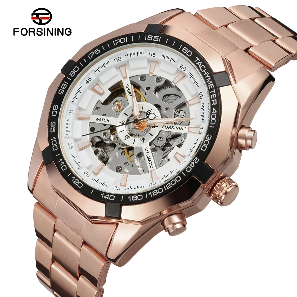 FORSINING мужские часы античный скелет браслет из нержавеющей стали наручные цвет