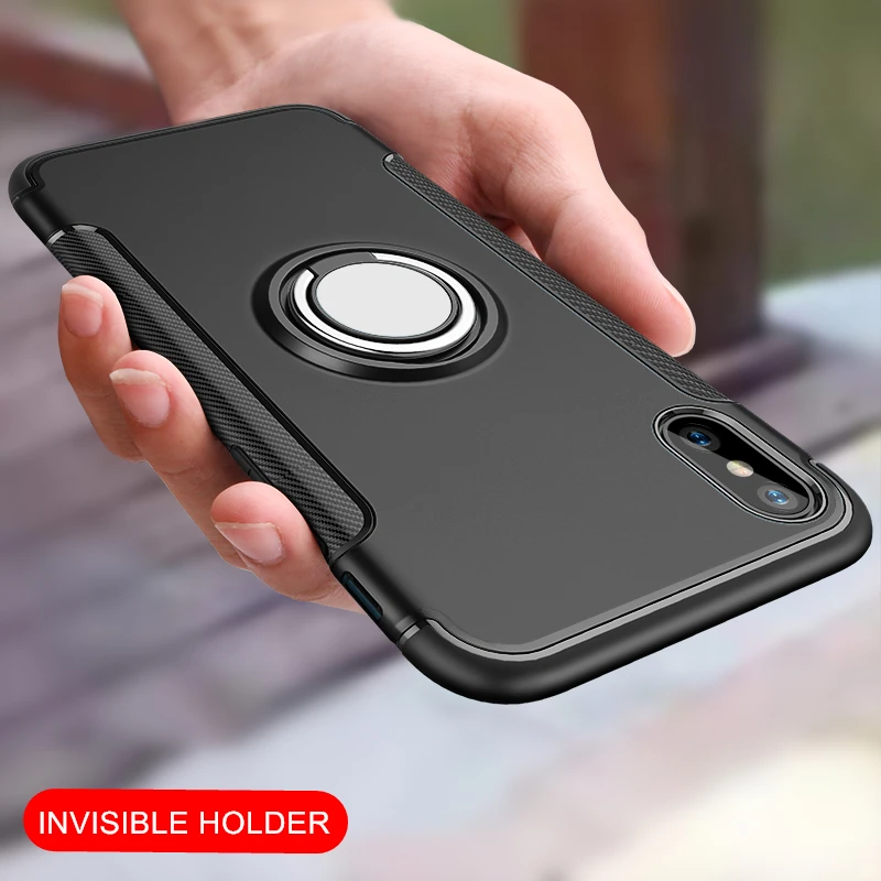Роскошный противоударный защитный чехол для телефона iPhone X XR XS Max подставка с